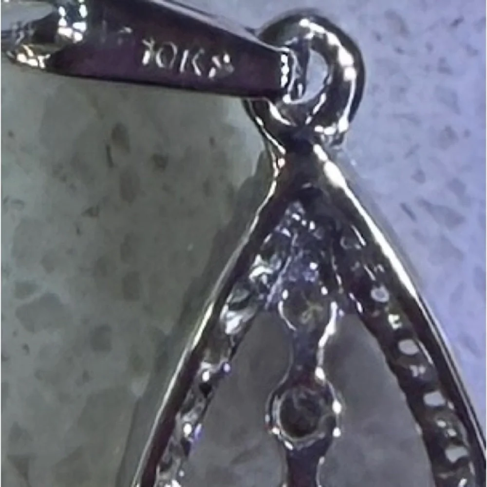 Zales 10k White Gold Diamond Accent Teardrop Drop Earrings - Picture 4 of 4